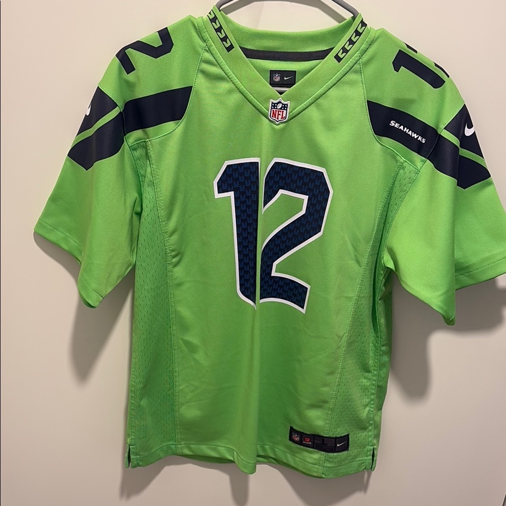Nike Green and Blue Seahawks Jersey